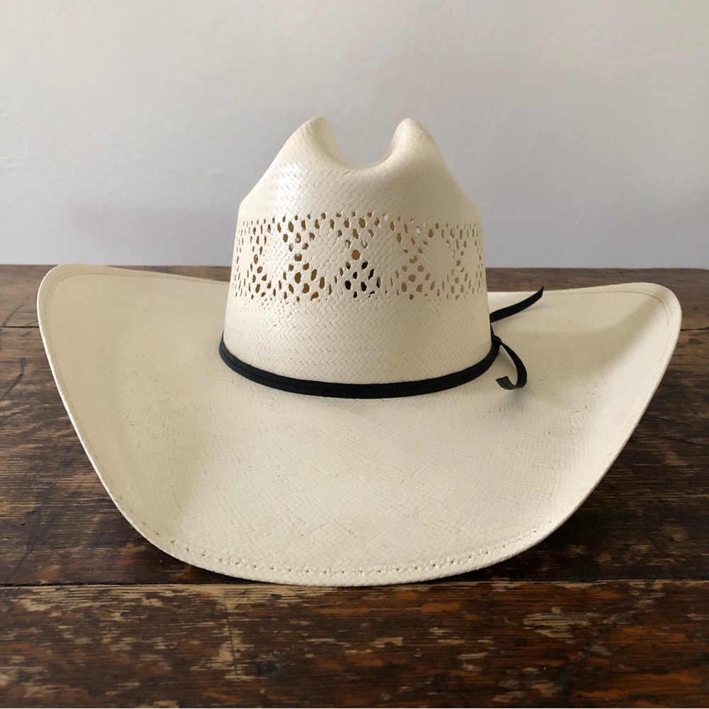 American Hat Makers Bandera Straw Cowgirl Cowboy Hat White Small 6 3/4” - 6 7/8”